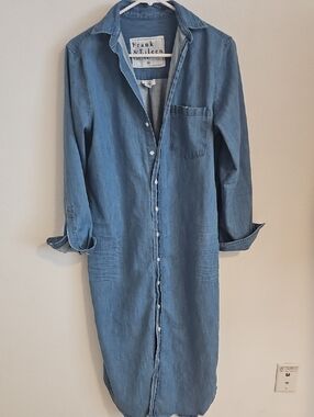 Frank & Eileen Rory Button-Front Shirt Dress in Light Denim Sz XS